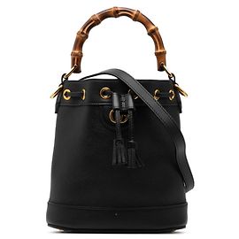 Gucci Bamboo Diana Bucket Drawstring Shoulder Bag Black