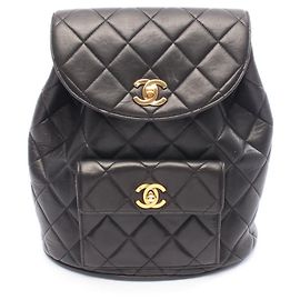 CHANEL Matelasse Backpack Bag Black
