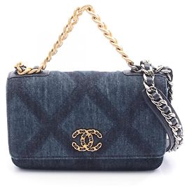 Borsa a Spalla CHANEL 19 Disneuf Blu navy