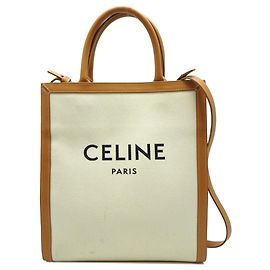 Céline Cabas Vertical Petit Tote Celine Marron Blanc