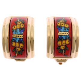 Hermès Hermes Gold Plated Clip Earrings Red Golden