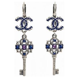 Orecchini pendenti in argento CC Chanel 17A Ritz Cosmopolite Argento Blu Porpora