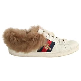 Gucci Weiße Leder-Sneaker Weiß