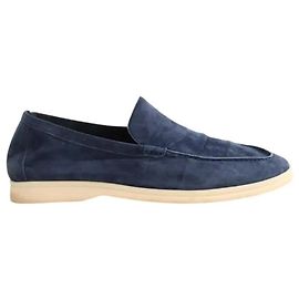 Loro Piana Mocassins en daim bleus Bleu
