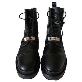 Hermès Funk Ankle Boots Black Leather Black
