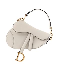 Dior-Dior Saddle Mini Bag Leather Handbag in Ecru-Beige