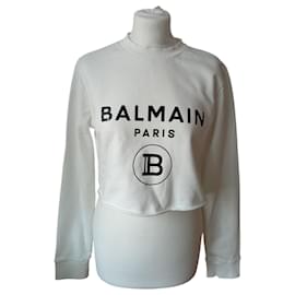 Kurze Balmain-Sweatshirt Weiß