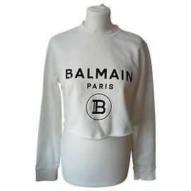 Sudadera corta Balmain Blanco