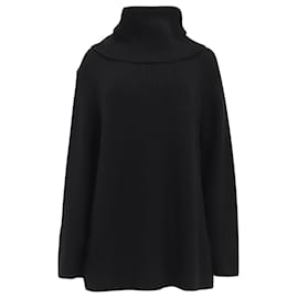 Chloé Oversized Langarm Rollkragenpullover aus schwarzer Wolle Schwarz