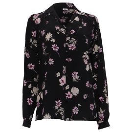 Langärmlige Bluse aus schwarzer Seide mit Blumenmuster von Valentino Garavani Schwarz