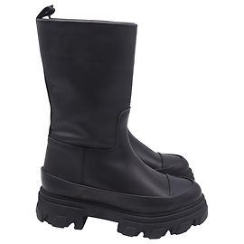 Ganni Tubular Boots in Black Leather  Black