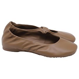 Sapatilhas Ballet Soft Pebble Loewe em Couro Nappa Marrom Marrom Vermelho