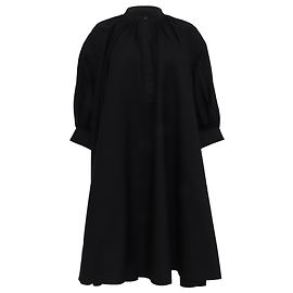 Abito trapezoidale mini con maniche a sbuffo Alexander McQueen in cotone nero Nero