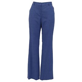 Akris High-Rise Flared Trousers in Navy Blue Wool Blue Navy blue