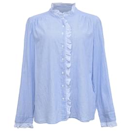 Ba&sh Rita Rüschbluse aus hellblauer Baumwolle Blau Hellblau