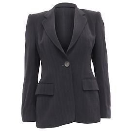 Gucci Single-Breasted Striped Blazer with Pockets in Black Viscose Black