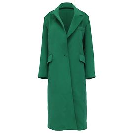Maje Givera Single-Breasted Coat in Green Wool Green