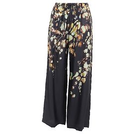 Pantaloni dritti in seta multicolore con stampa floreale di Dries Van Noten Multicolore