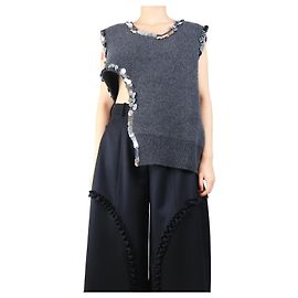 Christopher Kane Grauer ärmelloser Strickwesten mit Pailletten - Größe L Grau