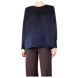 Nili Lotan Navy Seidensatinbluse - Größe L Blau