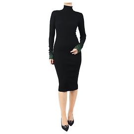 Loewe Schwarzes Strickkleid mit hohem Kragen - Größe M Schwarz