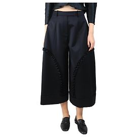 Simone Rocha Black sculpted wide leg trousers - size UK 8 Black