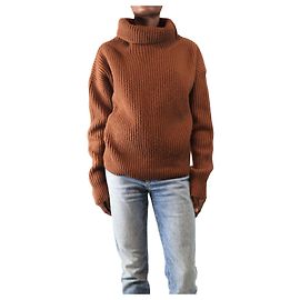 Nili Lotan Pull en maille côtelée orange brûlé à col roulé - taille XS Orange