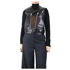 Saint Laurent Schwarze Leder-Bikerweste - Größe UK 12 Schwarz
