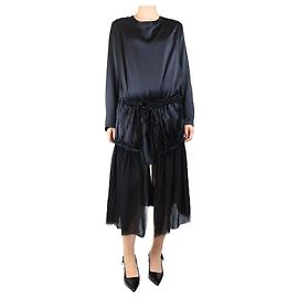 Ann Demeulemeester Schwarzes Seiden-Midikleid - Größe UK 14 Schwarz