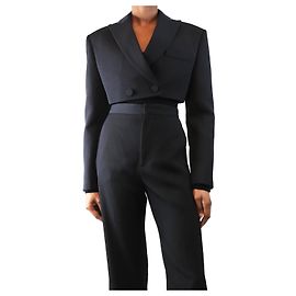 Valentino Schwarze, kurze Wollblazer - Größe UK 6 Schwarz
