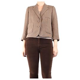 Dries Van Noten Brauner Leinenstreifen-Blazer - Größe UK 8 Braun