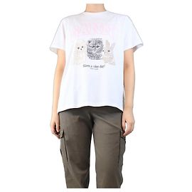 Ganni Camiseta blanca estampada - tamaño M Blanco