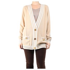 Balmain Beige oversized Strickcardigan - Größe UK 12 Braun