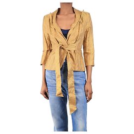 Max Mara Gold metallic wrap blazer - size UK 8 Golden