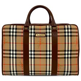 Burberry Brown Haymarket Check Canvas Business Bag Brown Beige