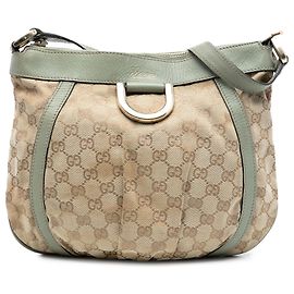 Bolsa transversal Gucci em lona GG marrom Abbey D Ring Marrom Bege