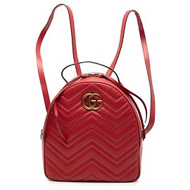 Gucci Roter kleiner GG Marmont Matelassé Leder Rucksack Rot