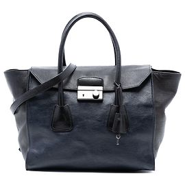 Bolsa Prada em couro glacé bicolor azul com fecho sonoro Azul Azul marinho
