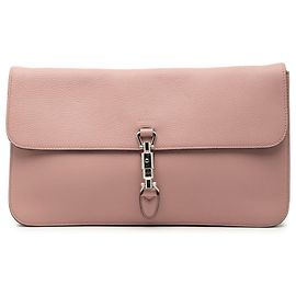Clutch Soft Jackie em couro de bezerro rosa texturizado Gucci Rosa