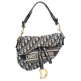 Sac à dos en toile brodée Dior Blue Oblique Bleu