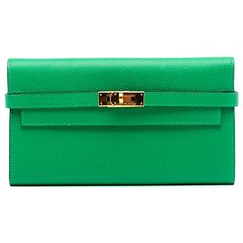 Cartera Longa Kelly en Epsom Verde Hermès Verde