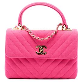 Chanel Rosa Piccola Borsa Chevron Jersey Trendy CC con Manico Superiore Rosa