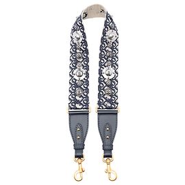 Dior Blue Oblique Embroidered Canvas Studded Bag Strap Blue Navy blue