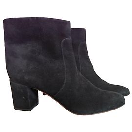 Black suede ankle boots Santoni Black