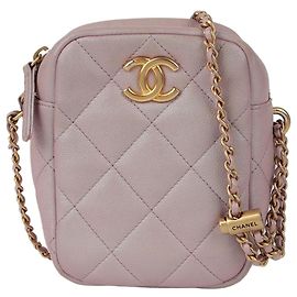 Chanel Mini bolsa transversal My Perfect em couro caviar com logo CC Rosa