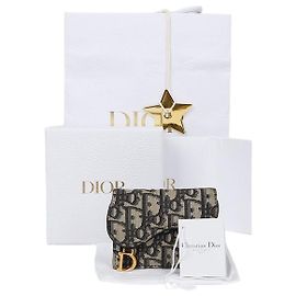 Dior Saddle Flap Card Wallet Blue
