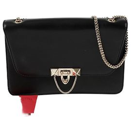 Valentino Borsa a tracolla incrociata Rockstud Demi-Lune con catena Nero