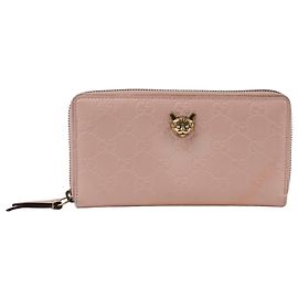 Gucci Shima Signature Cat Long Wallet Pink