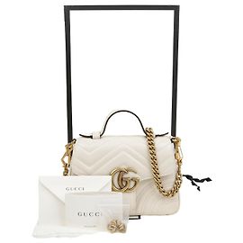 Gucci GG Marmont Mini Top Handle Tote Shoulder Bag White
