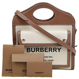 Burberry Pocket Mini Tote Shoulder Bag Brown